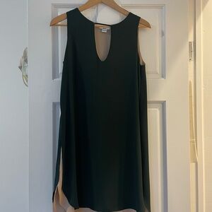 Dark Green and Cream Sleeveless Dress